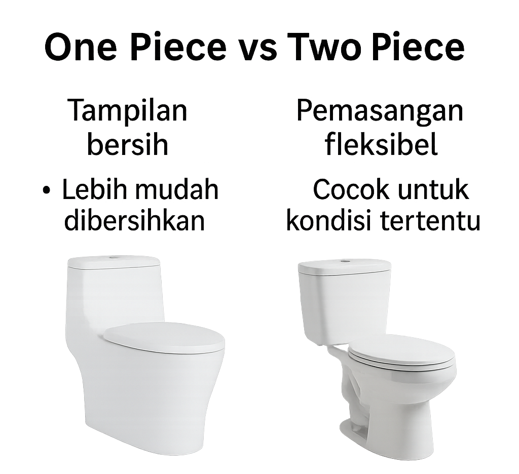 Perbedaan kloset duduk one piece dan two piece